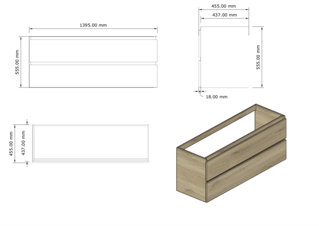 Gliss Design I Wastafelmeubel I Milan I 140 cm I Mat Zwart Gliss Design I Wastafelmeubel I Milan I 140 cm I Mat Zwart