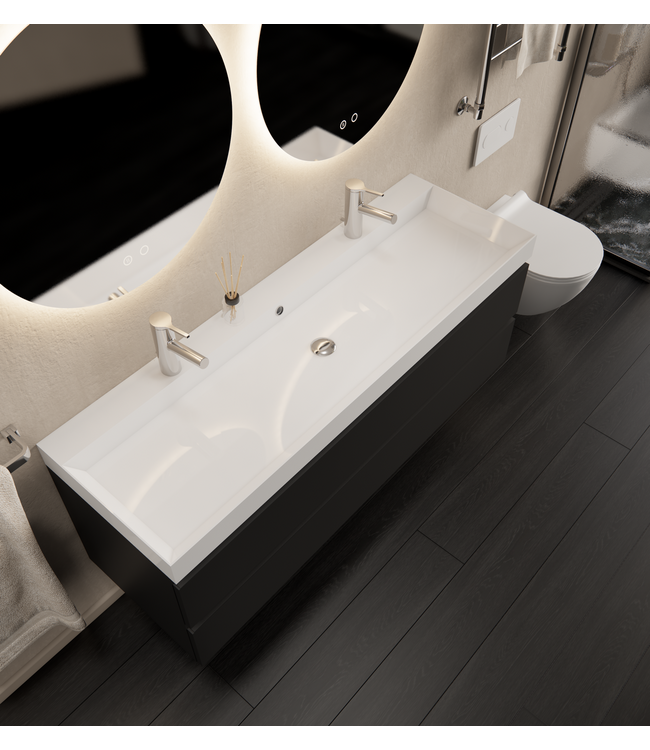 Gliss Design I Wastafelmeubel I Milan I 140 cm I Mat Zwart
