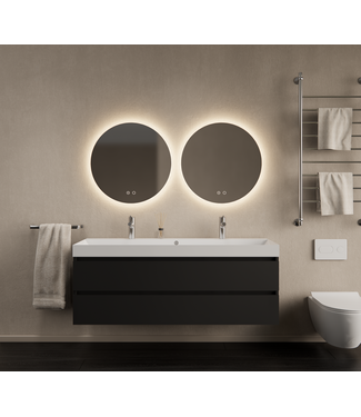 GLISS DESIGN Gliss Design Wastafelmeubel Milan Mat Zwart 140 cm met Wastafel enkele wasbak