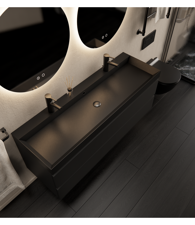 Gliss Design I Wastafelmeubel I Milan I 140 cm I Mat Zwart