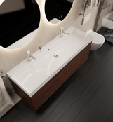 Gliss Design Wastafelmeubel Milan Choco Eiken Walnoot 140 cm met Wastafel enkele wasbak