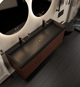 Gliss Design Wastafelmeubel Milan Choco Eiken Walnoot 140 cm met Wastafel enkele wasbak