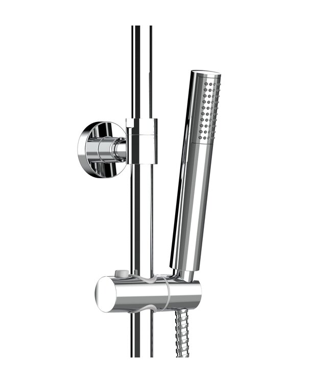 Regendoucheset Mila Chroom Rond Opbouw Thermostatisch Hoofddouche 20 cm