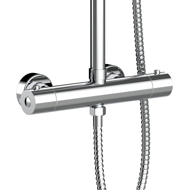 Regendoucheset Mila Chroom Rond Opbouw Thermostatisch Hoofddouche 20 cm Regendoucheset Mila Chroom Rond Opbouw Thermostatisch Hoofddouche 20 cm