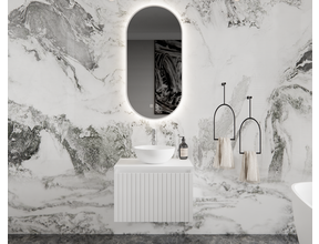 Gliss Design Arges Badkamermeubel met Ribbelfront Mat Wit 60cm  incl. topblad