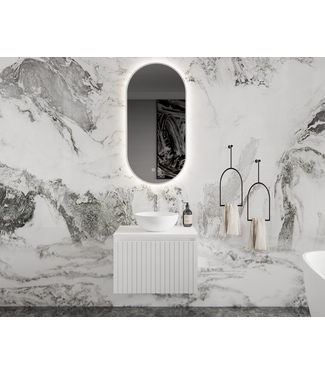 GLISS DESIGN Gliss Design Arges Badkamermeubel met Ribbelfront Mat Wit 60cm  incl. topblad