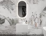 Gliss Design Arges Badkamermeubel met Ribbelfront Mat Zwart 60cm  incl. topblad