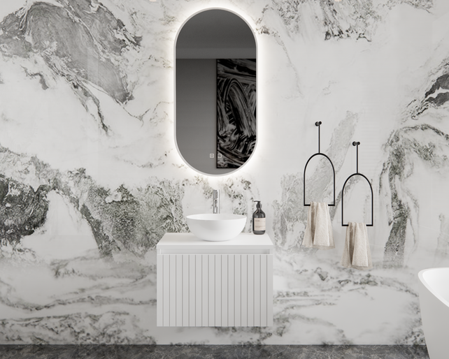 Gliss Design Arges Badkamermeubel met Ribbelfront Mat Zwart 60cm  incl. topblad