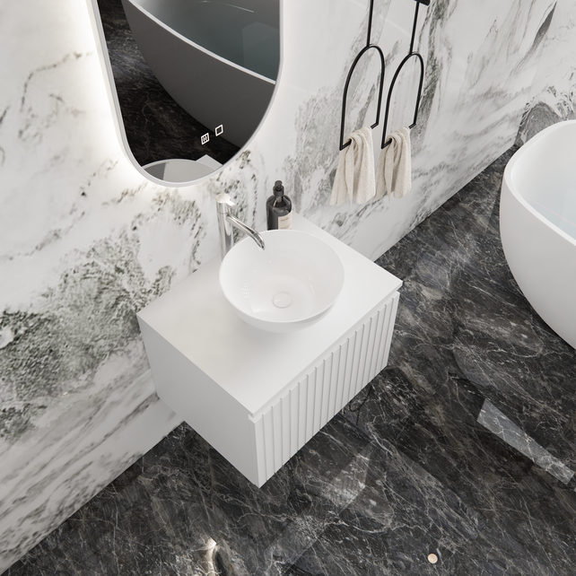 Gliss Design Arges Badkamermeubel met Ribbelfront Mat Zwart 60cm  incl. topblad