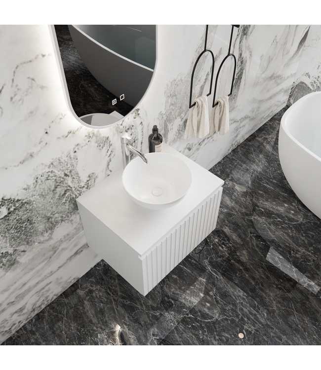 GLISS DESIGN Gliss Design Arges Badkamermeubel met Ribbelfront Mat Zwart 60cm  incl. topblad