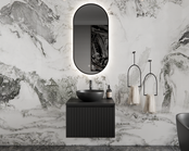 Gliss Design Arges Badkamermeubel met Ribbelfront Mat Zwart 60cm  incl. topblad