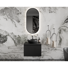 Gliss Design Arges Badkamermeubel met Ribbelfront Mat Zwart 60cm  incl. topblad