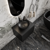 Gliss Design Arges Badkamermeubel met Ribbelfront Mat Zwart 60cm  incl. topblad