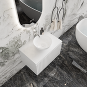 Gliss Design Arges Badkamermeubel met Ribbelfront Mat Zwart 70cm incl. topblad