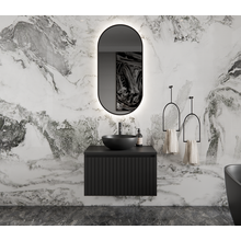 Gliss Design Arges Badkamermeubel met Ribbelfront Mat Zwart 70cm incl. topblad