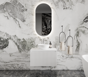 Gliss Design Arges Badkamermeubel met Ribbelfront Mat Wit 70cm incl. topblad