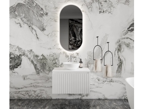 Gliss Design Arges Badkamermeubel met Ribbelfront Mat Wit 70cm incl. topblad