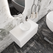 Gliss Design Arges Badkamermeubel met Ribbelfront Mat Zwart 90cm incl. topblad