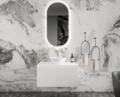 Gliss Design Arges Badkamermeubel met Ribbelfront Mat Wit 90cm incl. topblad