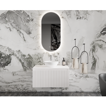 Gliss Design Arges Badkamermeubel met Ribbelfront Mat Wit 90cm incl. topblad