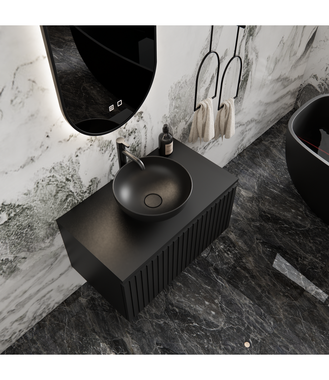 GLISS DESIGN Gliss Design Arges Badkamermeubel met Ribbelfront Mat Wit 90cm incl. topblad