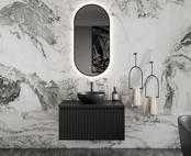 Gliss Design Arges Badkamermeubel met Ribbelfront Mat Wit 90cm incl. topblad