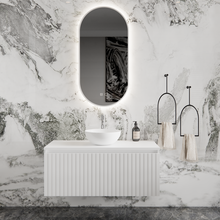 Gliss Design Arges Badkamermeubel met Ribbelfront Mat Wit 100cm incl. topblad