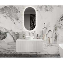 Gliss Design Arges Badkamermeubel met Ribbelfront Mat Wit 100cm incl. topblad