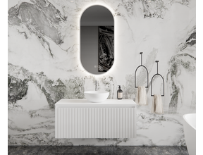 Gliss Design Arges Badkamermeubel met Ribbelfront Mat Wit 100cm incl. topblad