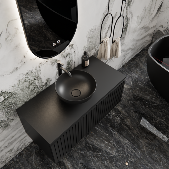 Gliss Design Arges Badkamermeubel met Ribbelfront Mat Wit 100cm incl. topblad Gliss Design Arges Badkamermeubel met Ribbelfront Mat Wit 100cm incl. topblad