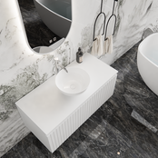 Gliss Design Arges Badkamermeubel met Ribbelfront Mat Zwart 100cm incl. topblad