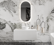 Gliss Design Arges Badkamermeubel met Ribbelfront Mat Zwart 100cm incl. topblad