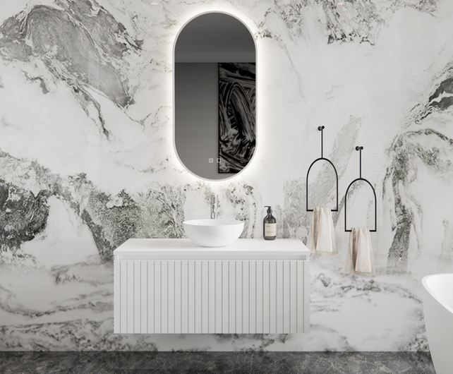 Gliss Design Arges Badkamermeubel met Ribbelfront Mat Zwart 100cm incl. topblad