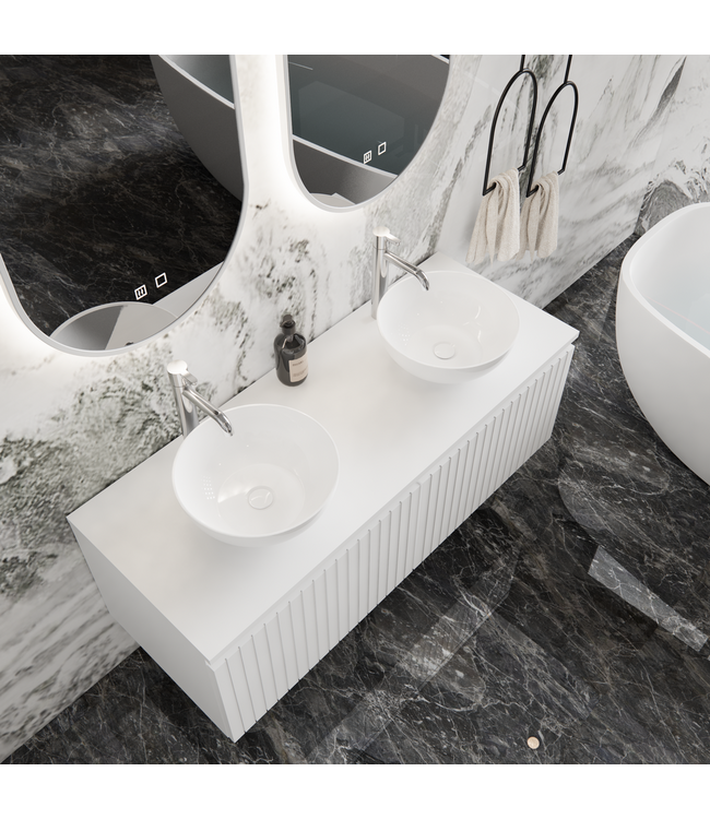 GLISS DESIGN Gliss Design Arges Badkamermeubel met Ribbelfront Mat Zwart 120cm incl. topblad