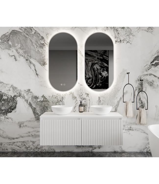 GLISS DESIGN Gliss Design Arges Badkamermeubel met Ribbelfront Mat Zwart 120cm incl. topblad