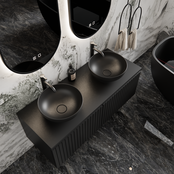 Gliss Design Arges Badkamermeubel met Ribbelfront Mat Zwart 120cm incl. topblad Gliss Design Arges Badkamermeubel met Ribbelfront Mat Zwart 120cm incl. topblad