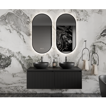 Gliss Design Arges Badkamermeubel met Ribbelfront Mat Zwart 120cm incl. topblad