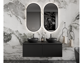 Gliss Design Arges Badkamermeubel met Ribbelfront Mat Zwart 120cm incl. topblad