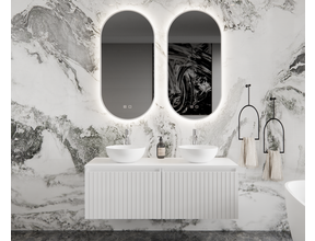Gliss Design Arges Badkamermeubel met Ribbelfront Mat Wit 120cm incl. topblad