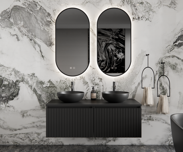 Gliss Design Arges Badkamermeubel met Ribbelfront Mat Wit 120cm incl. topblad