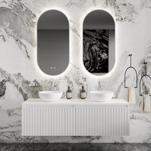 Gliss Design Arges Badkamermeubel met Ribbelfront Mat Wit 140cm incl. topblad