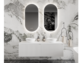 Gliss Design Arges Badkamermeubel met Ribbelfront Mat Wit 140cm incl. topblad