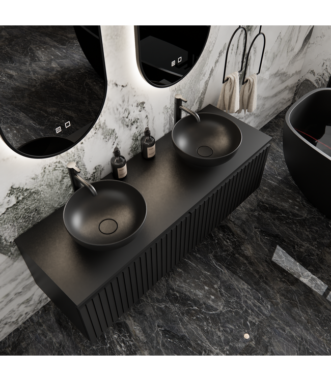 GLISS DESIGN Gliss Design Arges Badkamermeubel met Ribbelfront Mat Wit 140cm incl. topblad