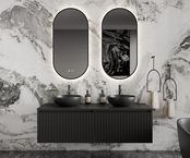 Gliss Design Arges Badkamermeubel met Ribbelfront Mat Wit 140cm incl. topblad