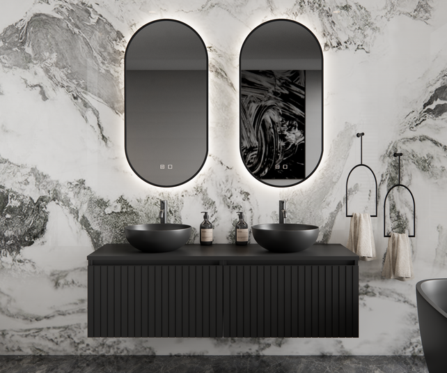 Gliss Design Arges Badkamermeubel met Ribbelfront Mat Wit 140cm incl. topblad