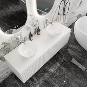 Gliss Design Arges Badkamermeubel met Ribbelfront Mat Zwart 140cm incl. topblad Gliss Design Arges Badkamermeubel met Ribbelfront Mat Zwart 140cm incl. topblad