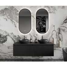 Gliss Design Arges Badkamermeubel met Ribbelfront Mat Zwart 140cm incl. topblad