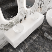 Gliss Design Arges Badkamermeubel met Ribbelfront Mat Zwart 160cm incl. topblad