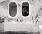 Gliss Design Arges Badkamermeubel met Ribbelfront Mat Zwart 160cm incl. topblad