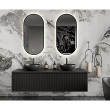 Gliss Design Arges Badkamermeubel met Ribbelfront Mat Zwart 160cm incl. topblad